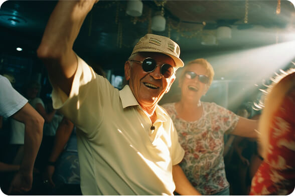 Image of a Senior man having fun