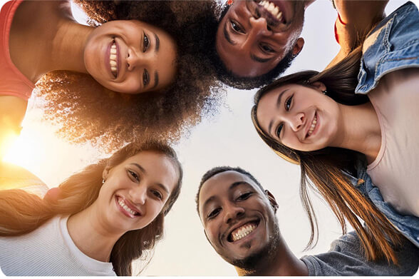 Photo of a group of friends in a circle