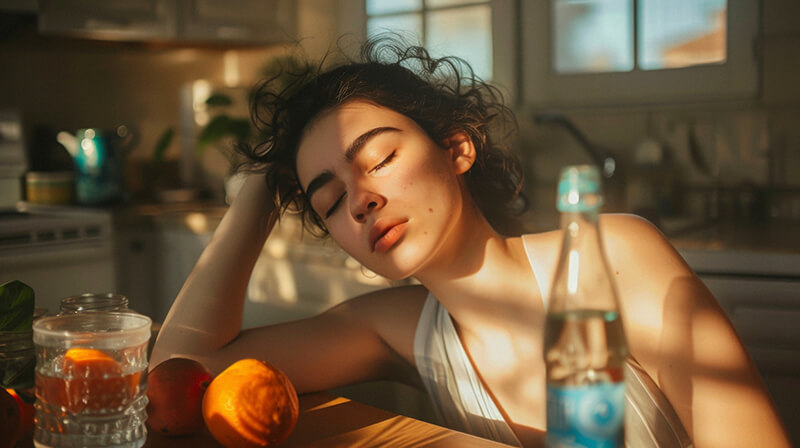A photo of a person suffering from hangover