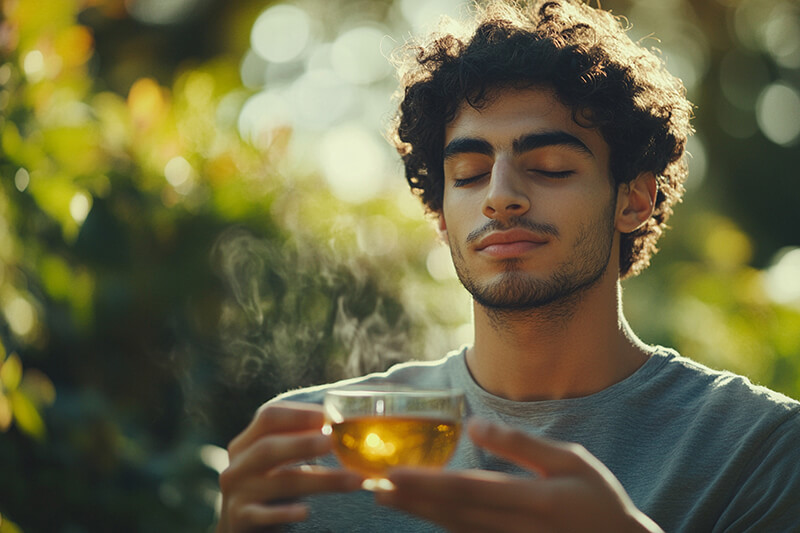 Photo of a man drinking tea