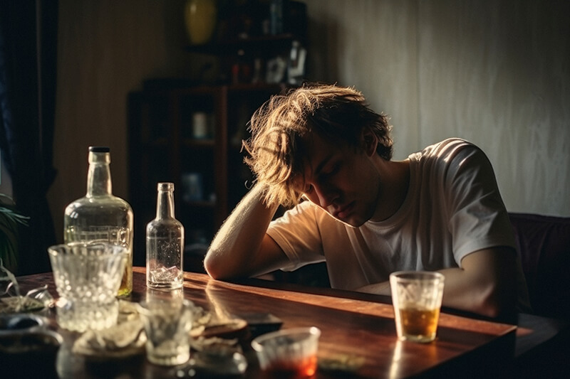 A photo of a person suffering from hangover