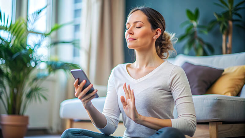 Photo of a person practicing deep breathing exercises