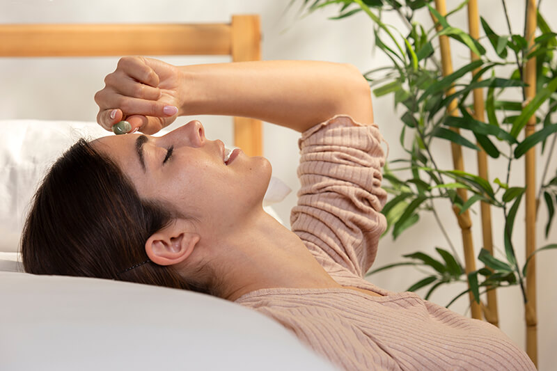 Photo of a woman lying in bed