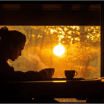 Jungian shadow archetype personified as a dark silhouette confronting repressed emotions tied to drinking habits.