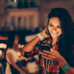 Smiling woman enjoying an alcohol free connection
